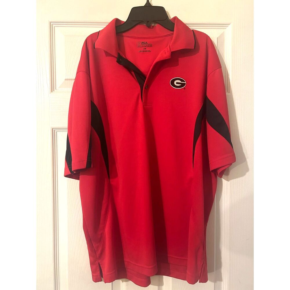 PGA Tour University of Georgia Bulldogs Polo Men's Large Red and Black